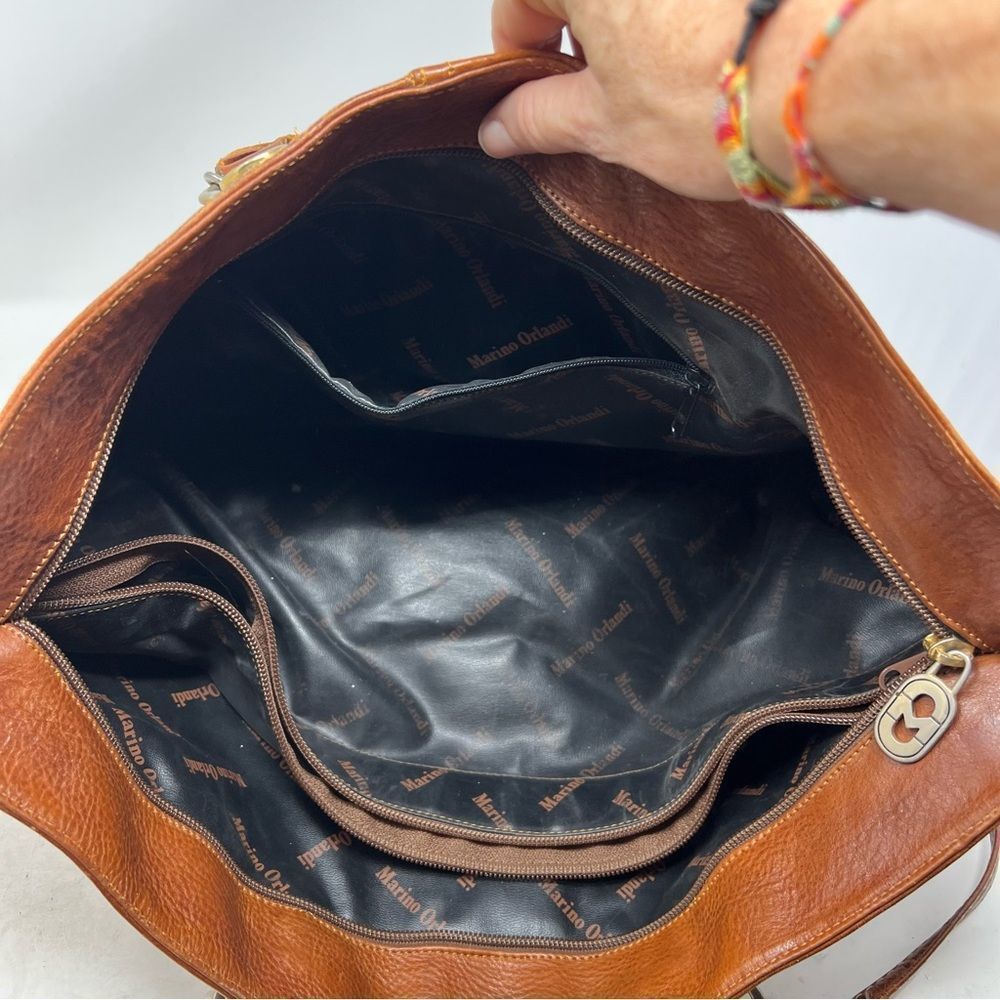 Marino Orlandi Brown Leather Satchel Tote - Picture 12 of 13